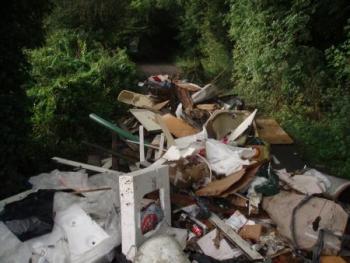 fly tip in road