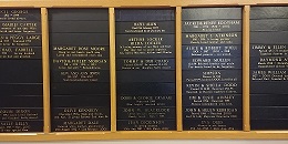 Photograph of leather memorial panels at West Road Crematorium