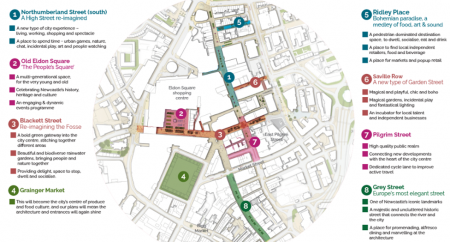 Map showing  Grainger Market and Old Eldon Square/Blackett Street 