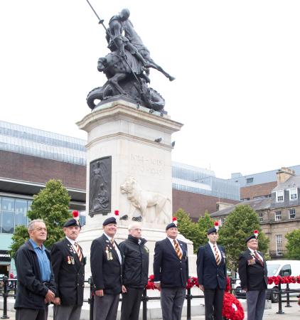 Veterans pay their respects at the War Memorial in Old Eldon Square on 75th anniversary of VJ Day.