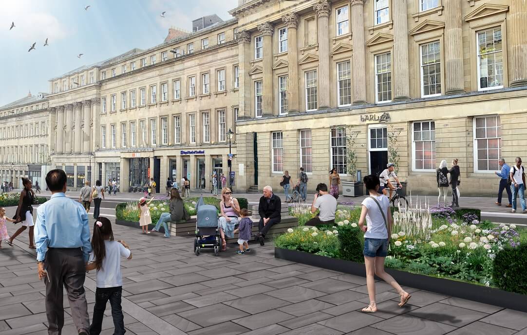 An artists impression of what Grey Street, outside Barluga, will look like after the improvement works