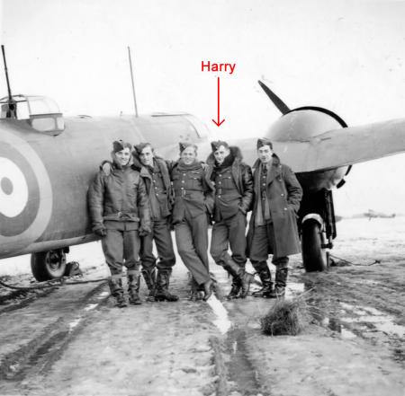 Harry Garthwaite and RAF colleagues standing by a Blenheim during World War 2