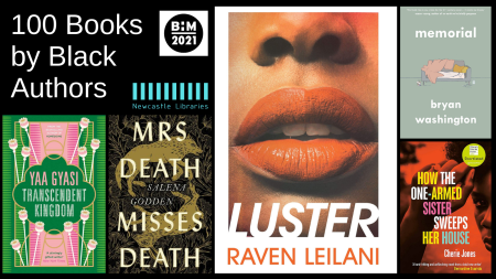 5 book covers with text 100 books by black authors