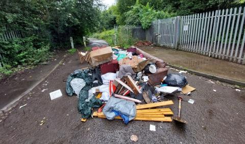 Waste dumped on Riverside Way in Lemington.
