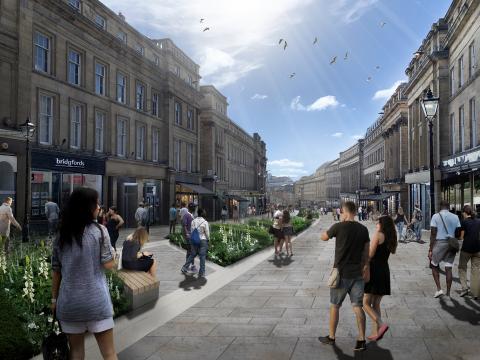 Grey Street will ultimately become the primary pedestrian route between the city centre and Quay-side