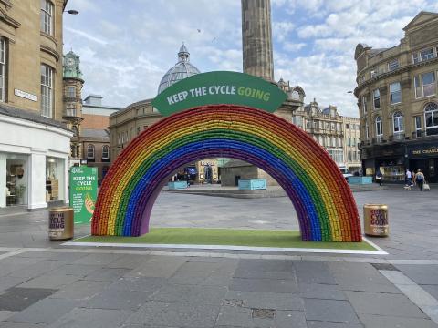 Every Can Counts rainbow in Newcastle city centre