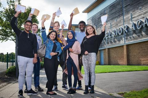 Students at Excelsior celebrate their results