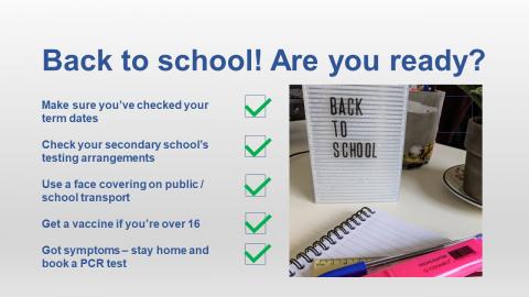 Graphic showing a back to school checklist and photo