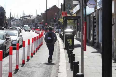 Image of Gosforth High Street showing the bollards in place