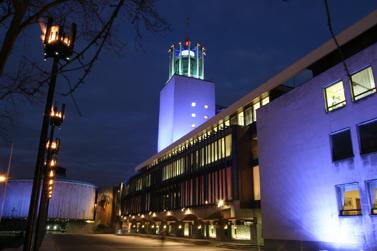 Newcastle Civic Centre at night