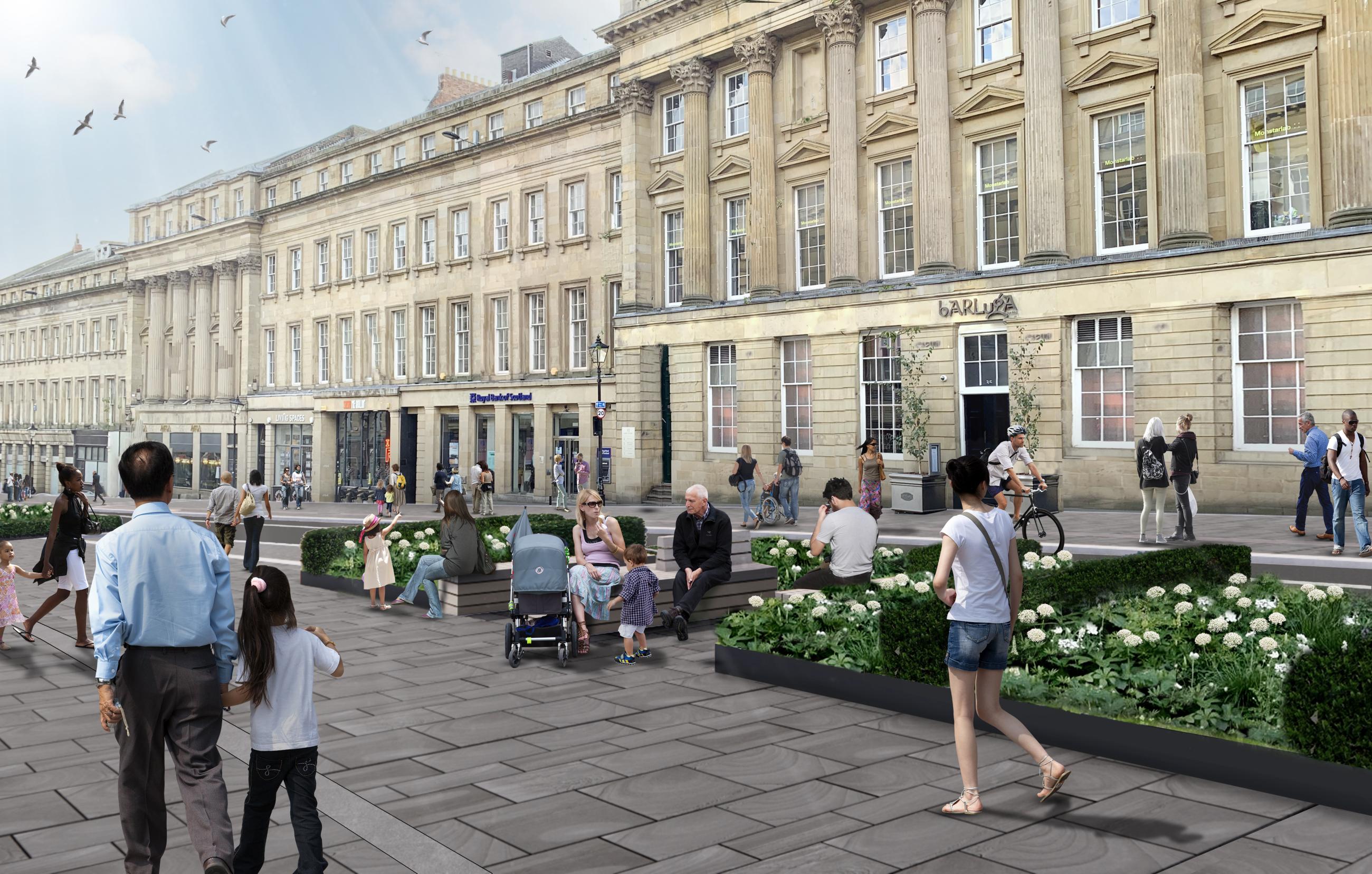 Artist impression of how Grey Street could look after improvements