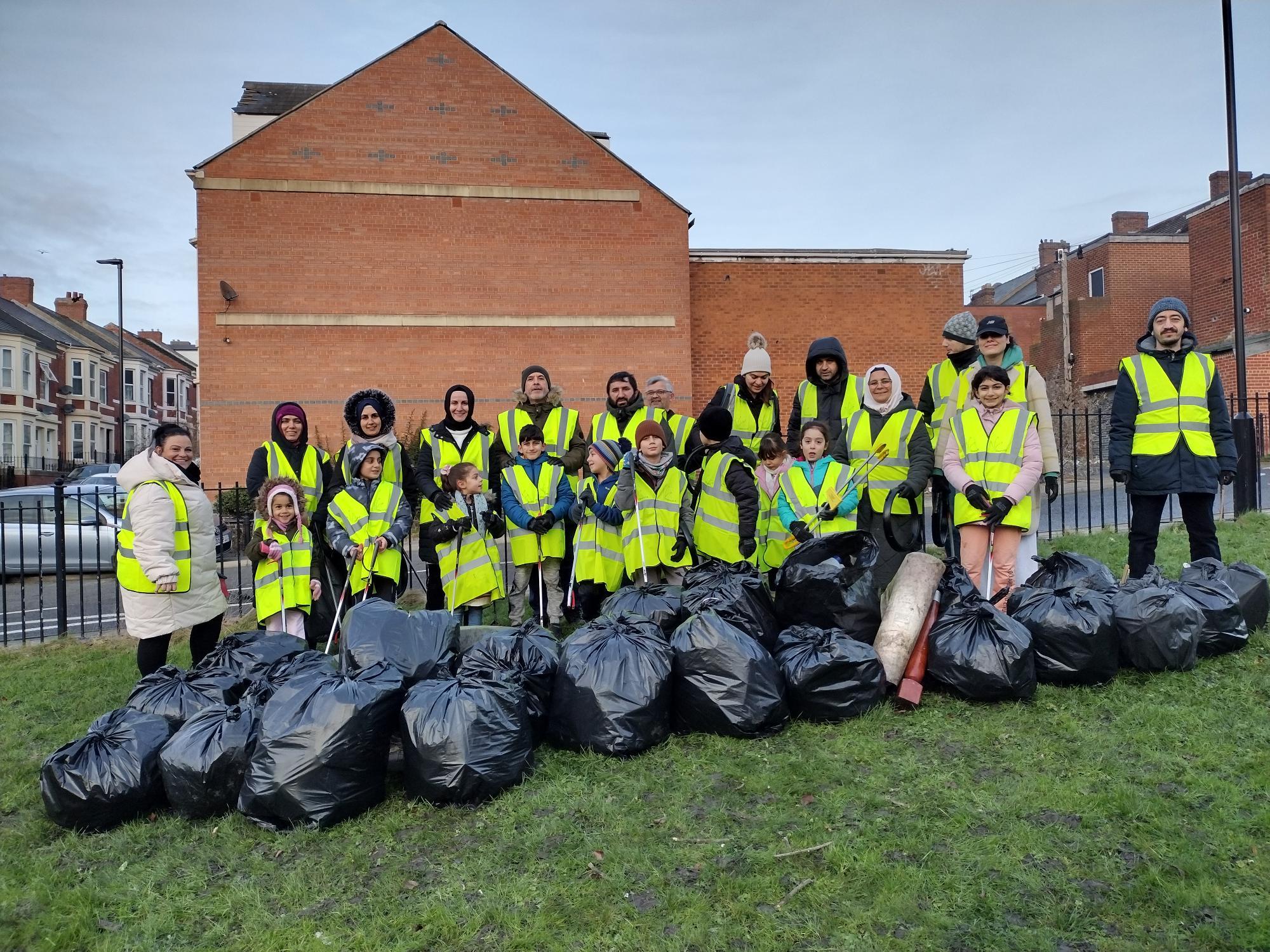Residents carry out a litter pick in the Benwell Terraces 