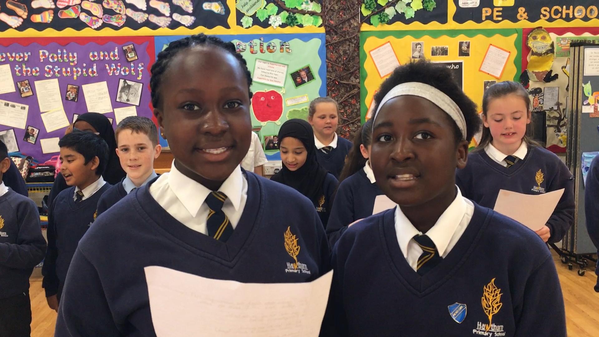 Year six pupils Maz and Jessica and their classmates rewrote Old Town Road