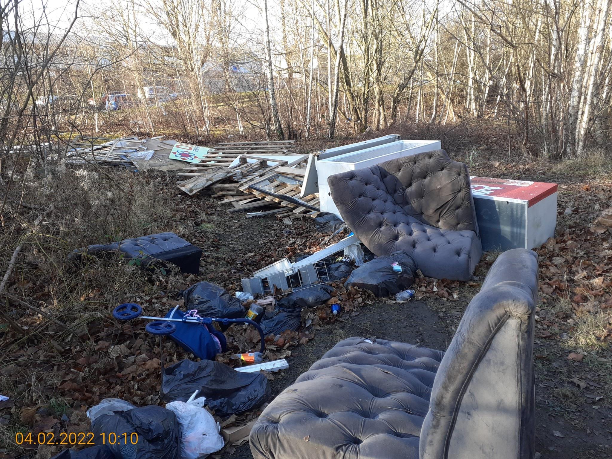Waste dumped on land near Shelley Road in Lemington