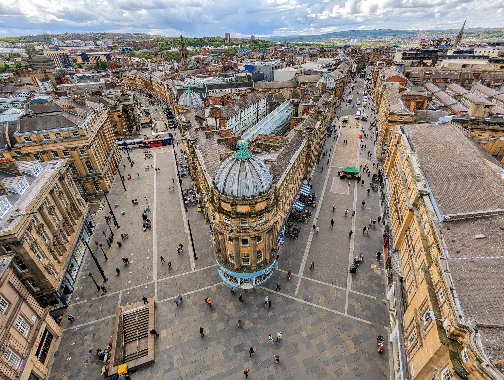 Newcastle city centre from Grey's Monument