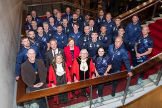 Scotland's rugby league team given civic reception upon their arrival in Newcastle