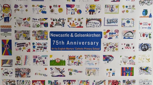 Children's artwork celebrating 75 years of twinning between Newcastle and Gelsenkirchen