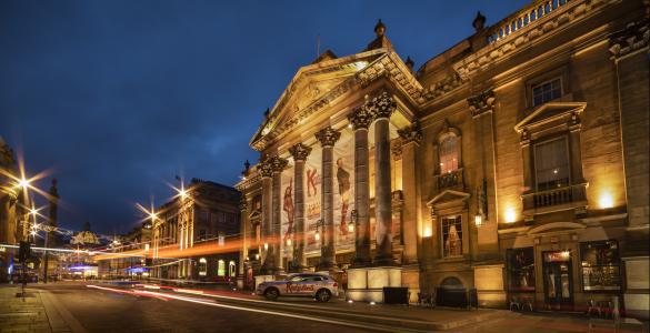 The outside of the Theatre Royal at night